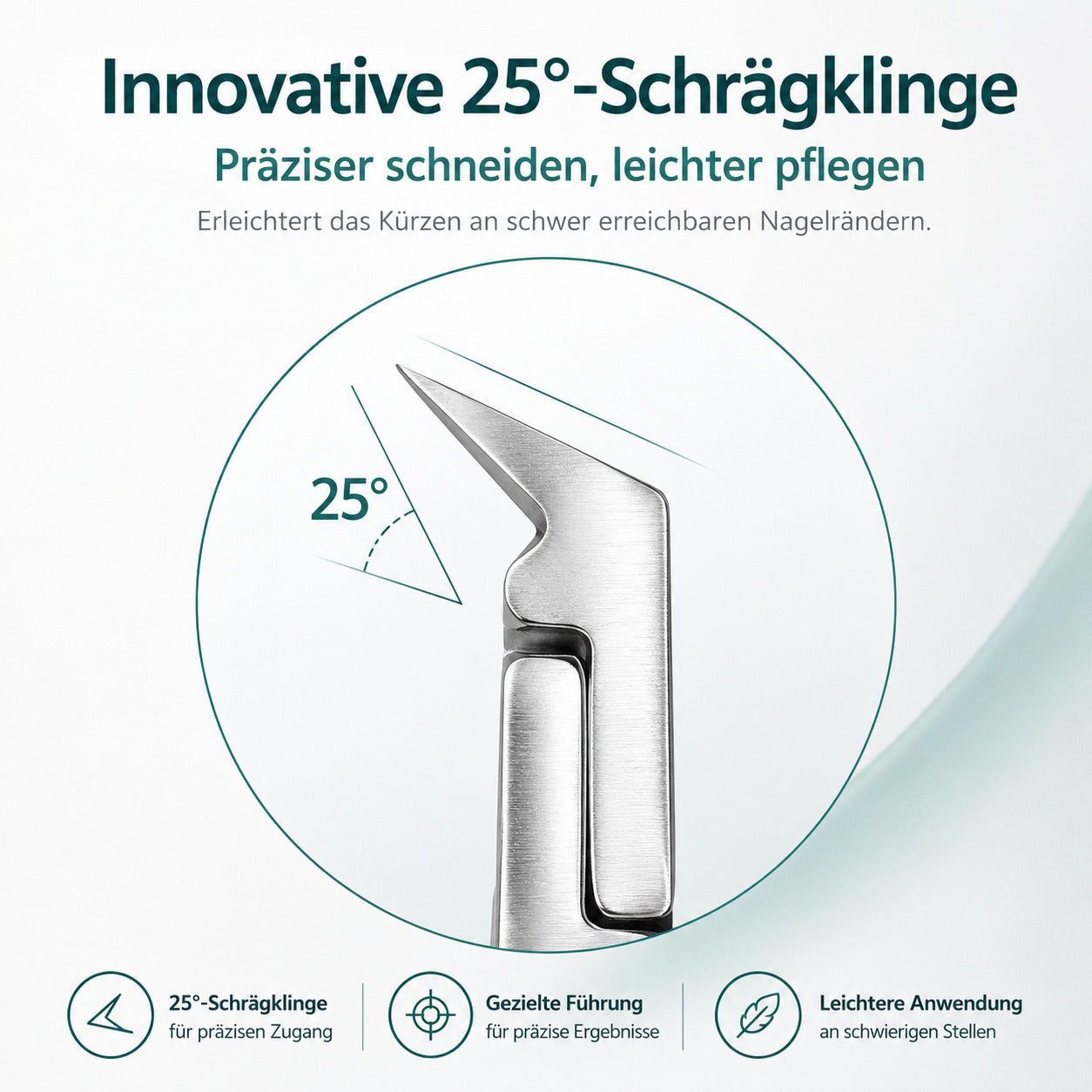 Profi Nagelzange aus Edelstahl – Präzisions-Fußnagelschere für eingewachsene Zehennägel mit rutschfestem Griff