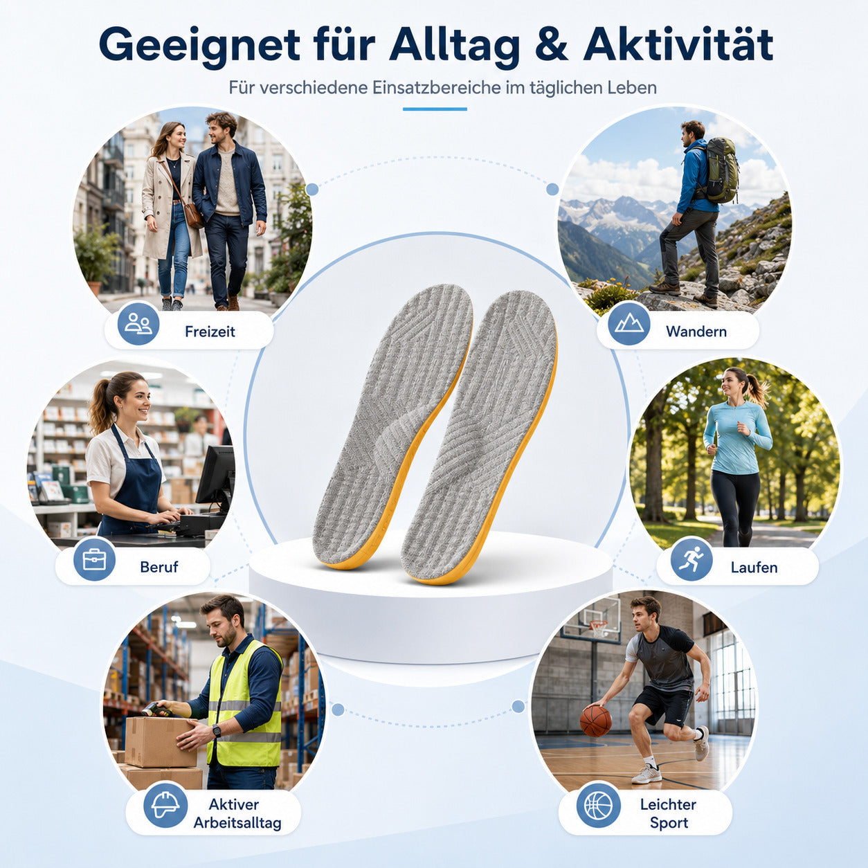 Keilförmige X Bein Einlegesohlen, zuschneidbare Komfort Ferseneinlagen zur unterstützenden Fußausrichtung im Alltag 41-42