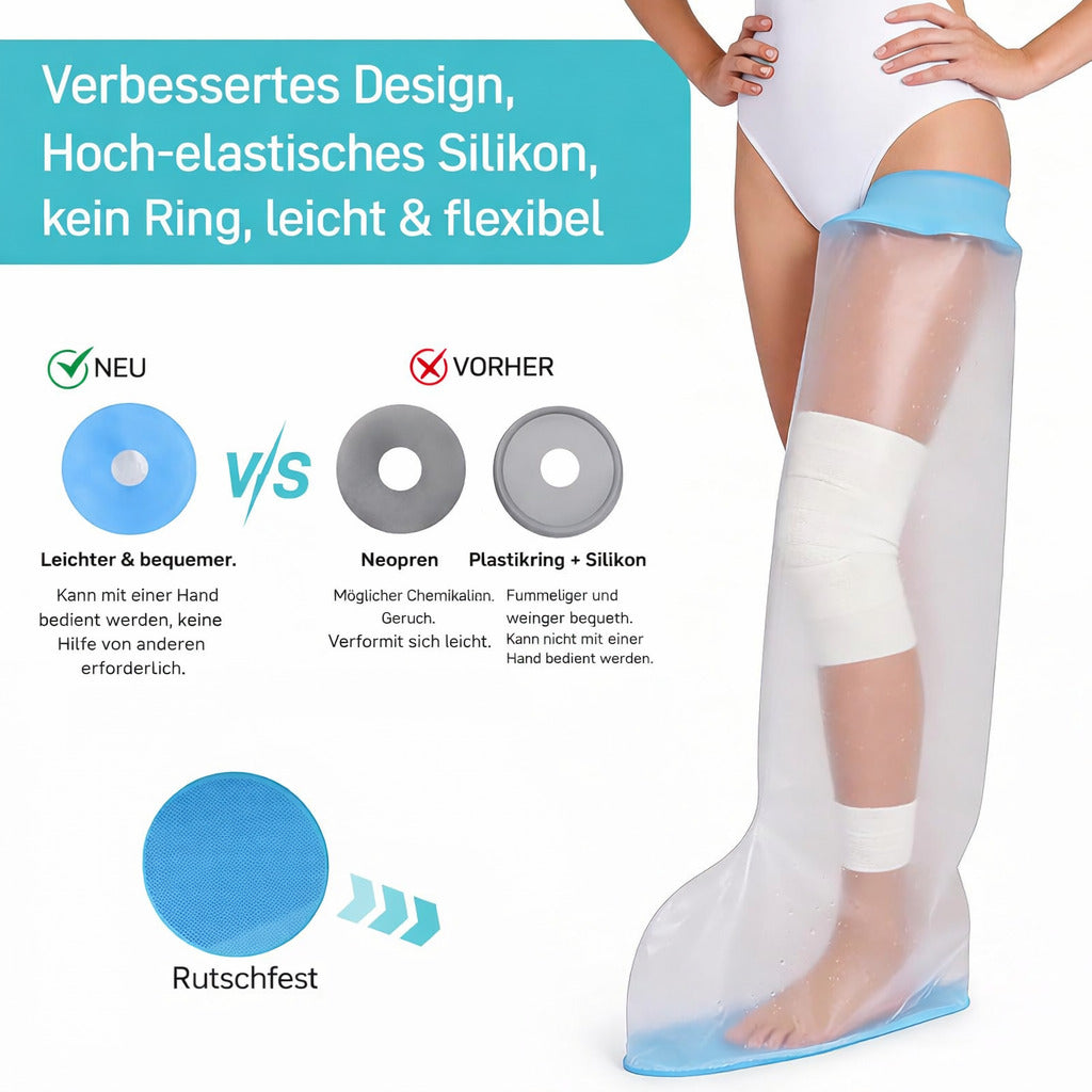 Kinder Bein-Duschschutz, wasserdichte Schutzhülle, wiederverwendbar mit rutschfester Sohle