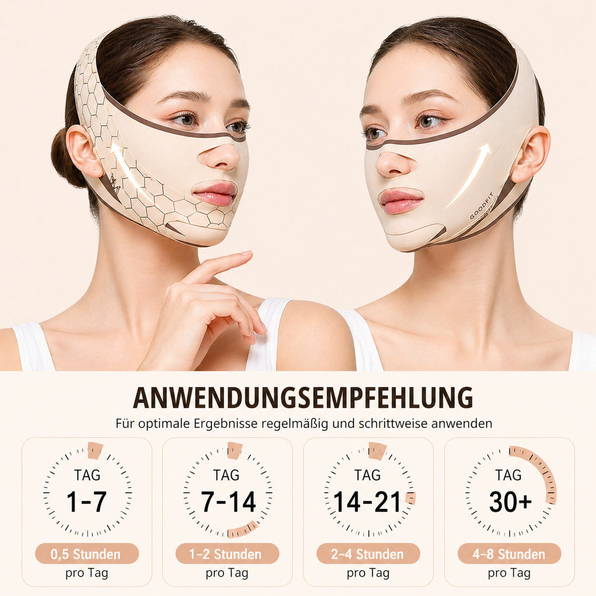 Gesichtsband V-Form, verstellbare Kinnmaske, atmungsaktiv, wiederverwendbar, für Gesichtspflege & Kontur