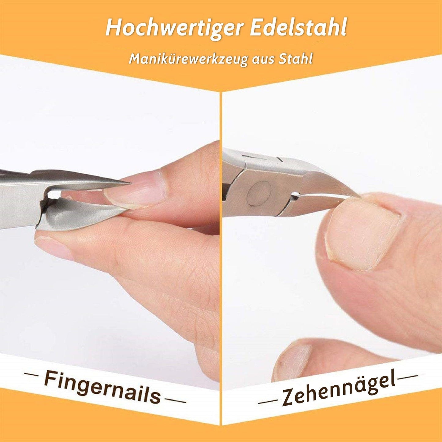 Profi Fußnagelknipser aus Edelstahl, Präzisionszange für dicke Nägel, rutschfester Griff