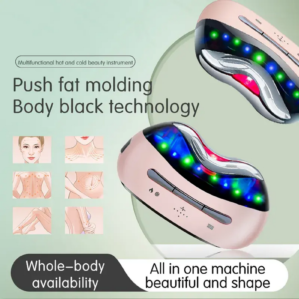 Cool-i ® Multifunktionales Heiß & Kalt Beautygerät mit EMS, LED Licht & Vibration Für Gesicht, Hals & Körper, kabellos, IPX6