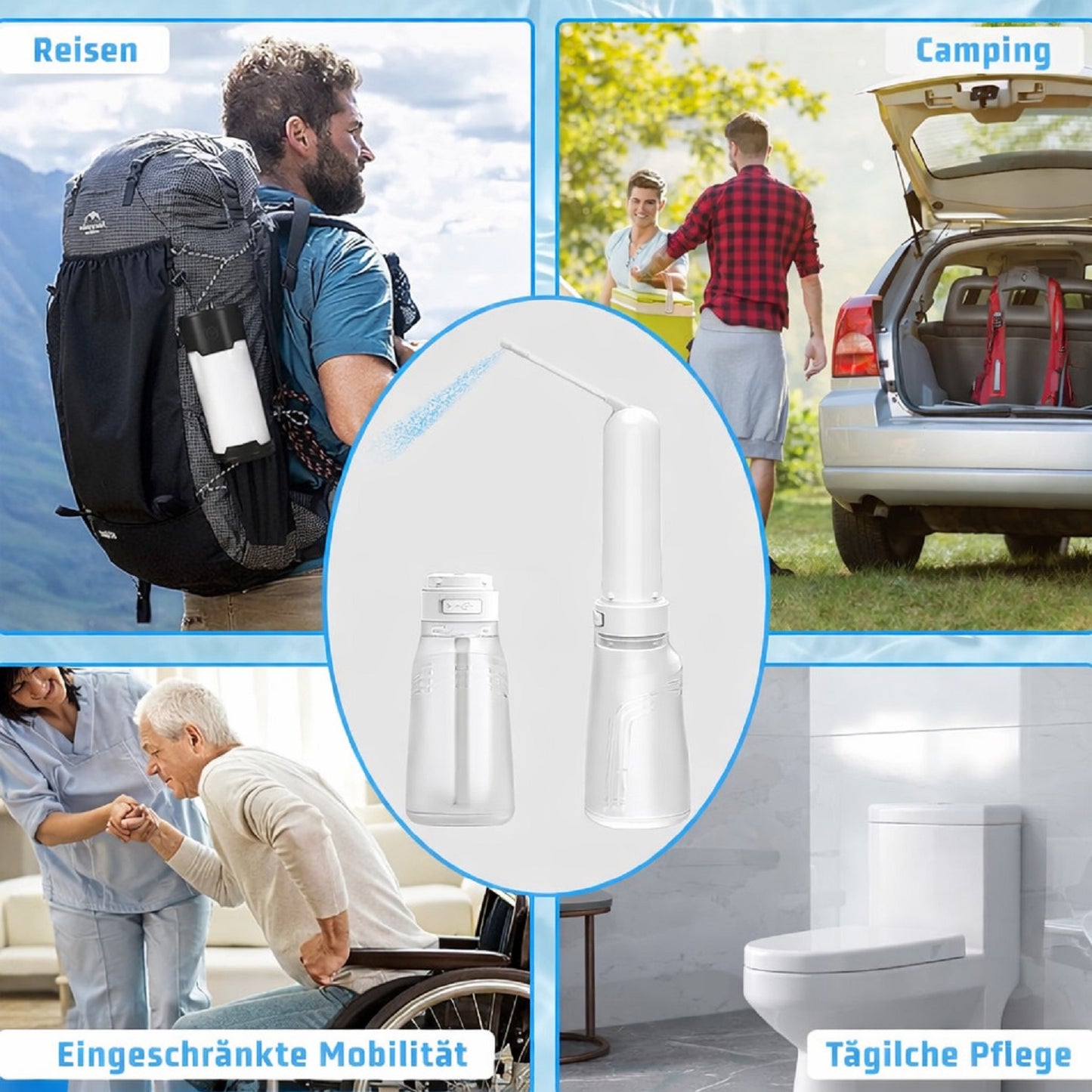 Tragbares elektrisches Bidet, 400 ml Tank, wiederaufladbar, 3 Sprühmodi, wasserdicht für Reise & Zuhause