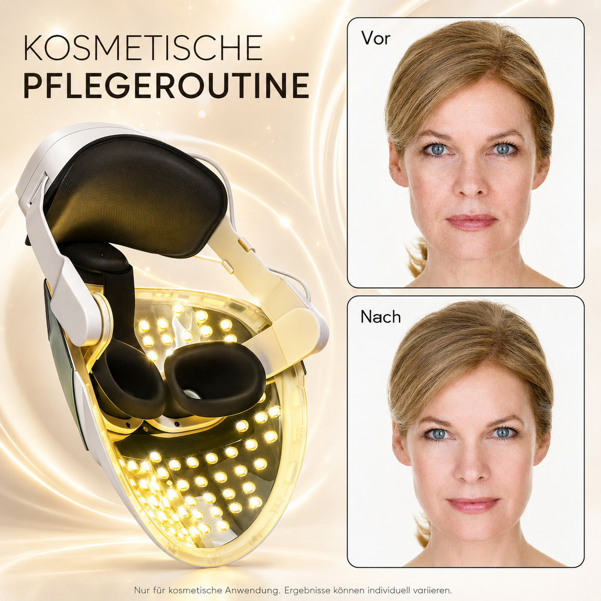 Cool-i® LED-Gesichtsmaske – 8-farbige Lichtanwendung mit Rot- & Infrarotlicht – Kabellos, mit Timer & Sprachsteuerung – Für entspannte Hautpflegeroutine