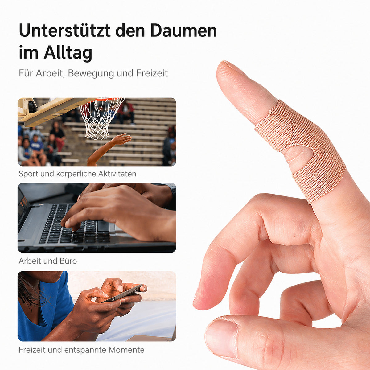 10er Set Finger Tape selbsthaftend, elastisch, atmungsaktiv, hautfreundlich, zuschneidfrei, Anti Reibung Schutz