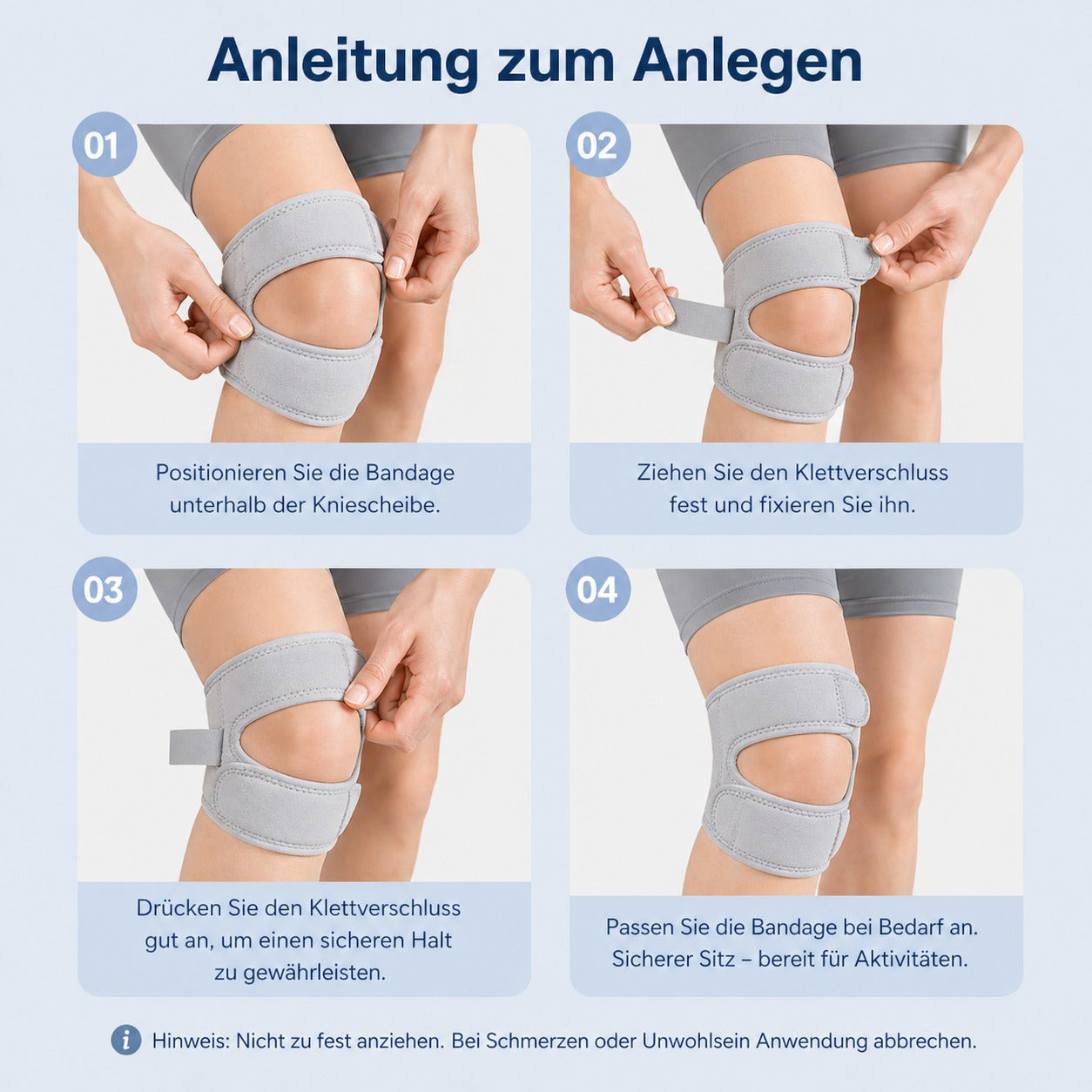 2er Set Patella Kniebandage verstellbar, elastischer Doppel-Stützgurt, rutschfest & atmungsaktiv für Sport & Alltag