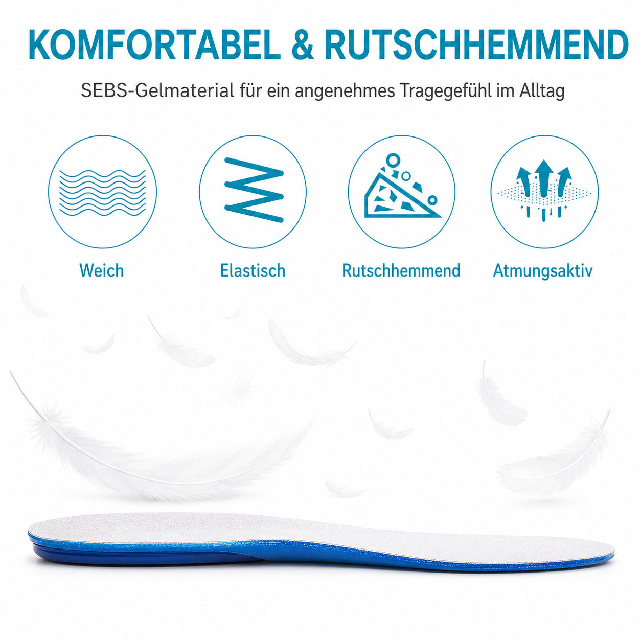 Gel Einlegesohlen,Orthopädisch, stoßdämpfend & weich für Ferse und müde Füße,unisex & waschbar