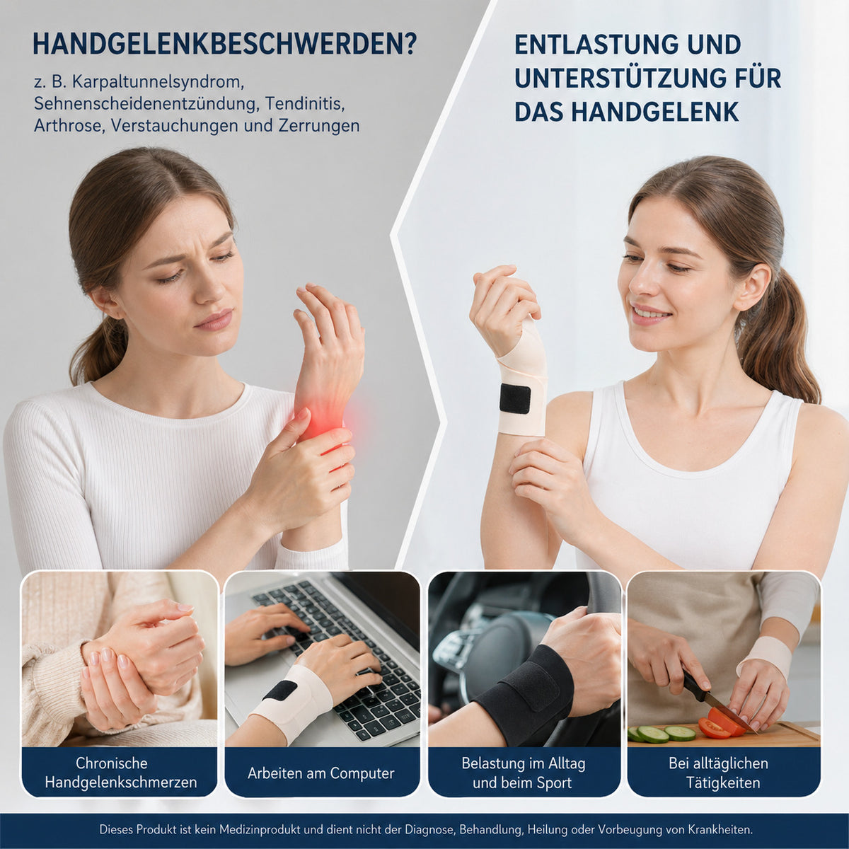 2er Set Handgelenkbandage elastisch, ultradünn, verstellbar, atmungsaktiv, für Sport, Arbeit & Alltag