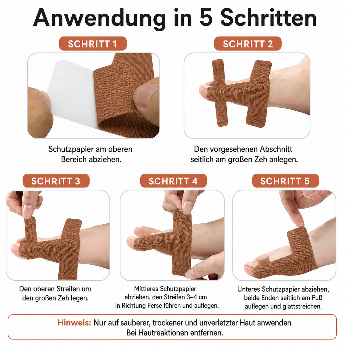 COOL-i 12er Hallux Tape, T-Tape für Großzehe, elastisch, atmungsaktiv & latexfrei