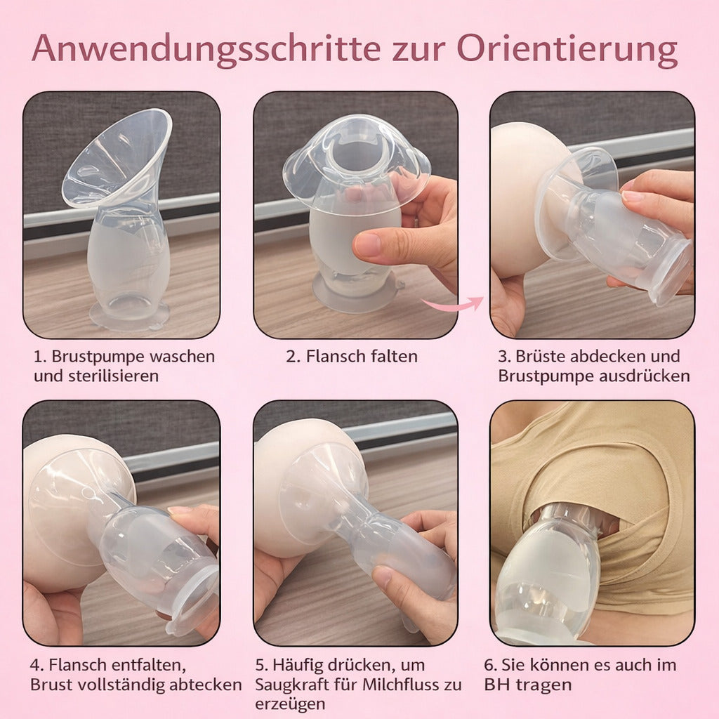 Manuelle Silikon Milchpumpe 110 ml，BPA frei, tragbar, leise, Milchauffangbehälter, leicht zu reinigen