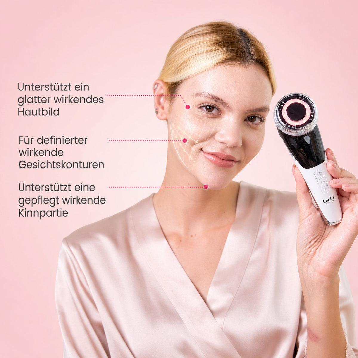 COOL-i® 5-in-1 Beautygerät – Für ergänzende Gesichtspflege mit EMS, Licht-, Wärme- & Kühlfunktion – Kabellos & kompakt für Zuhause