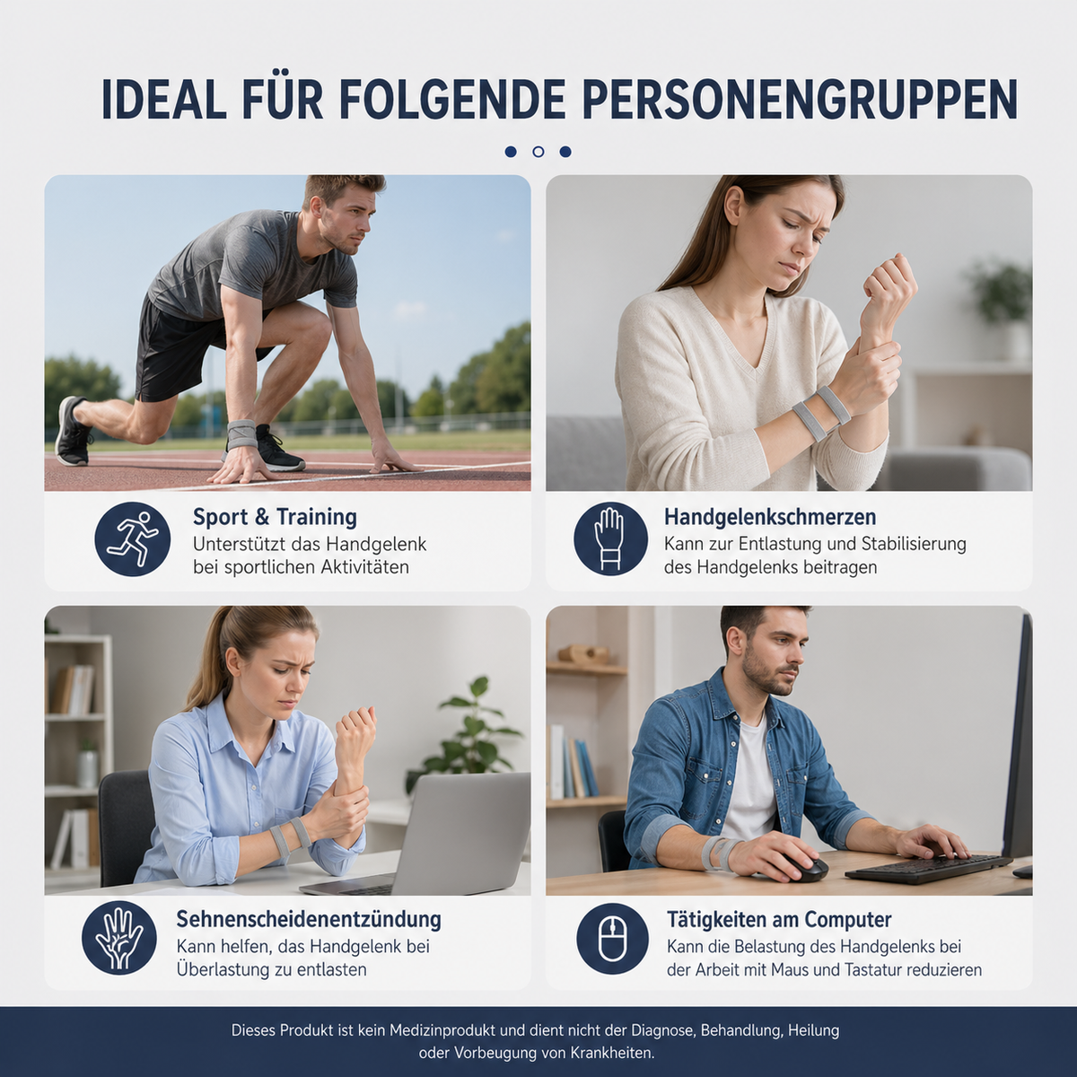2er Set Handgelenkbandage, verstellbar & elastisch, atmungsaktiv für Alltag & Sport