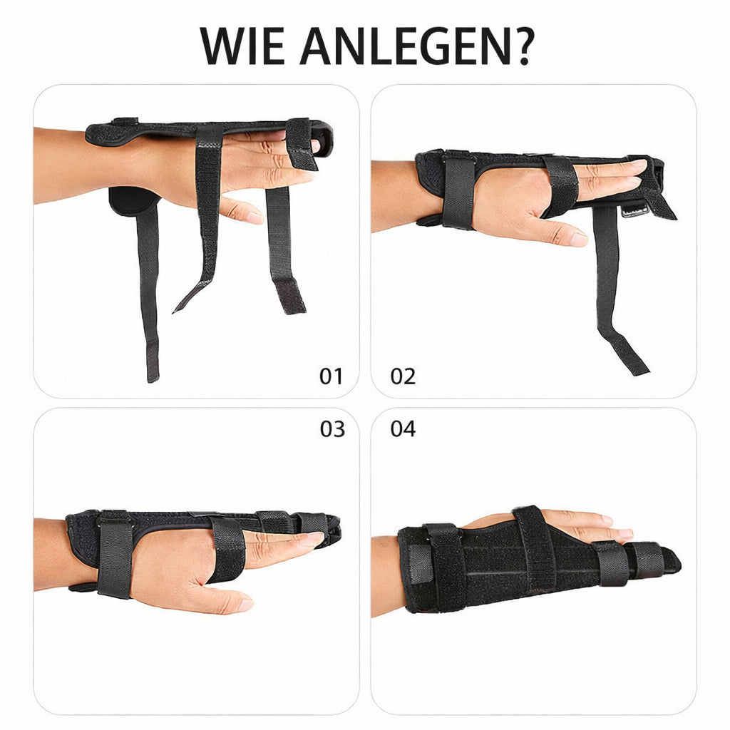 Finger und Handgelenksbandage mit zwei Aluminiumstützen, verstellbar, atmungsaktiv, links/rechts tragbar, 1 Stück