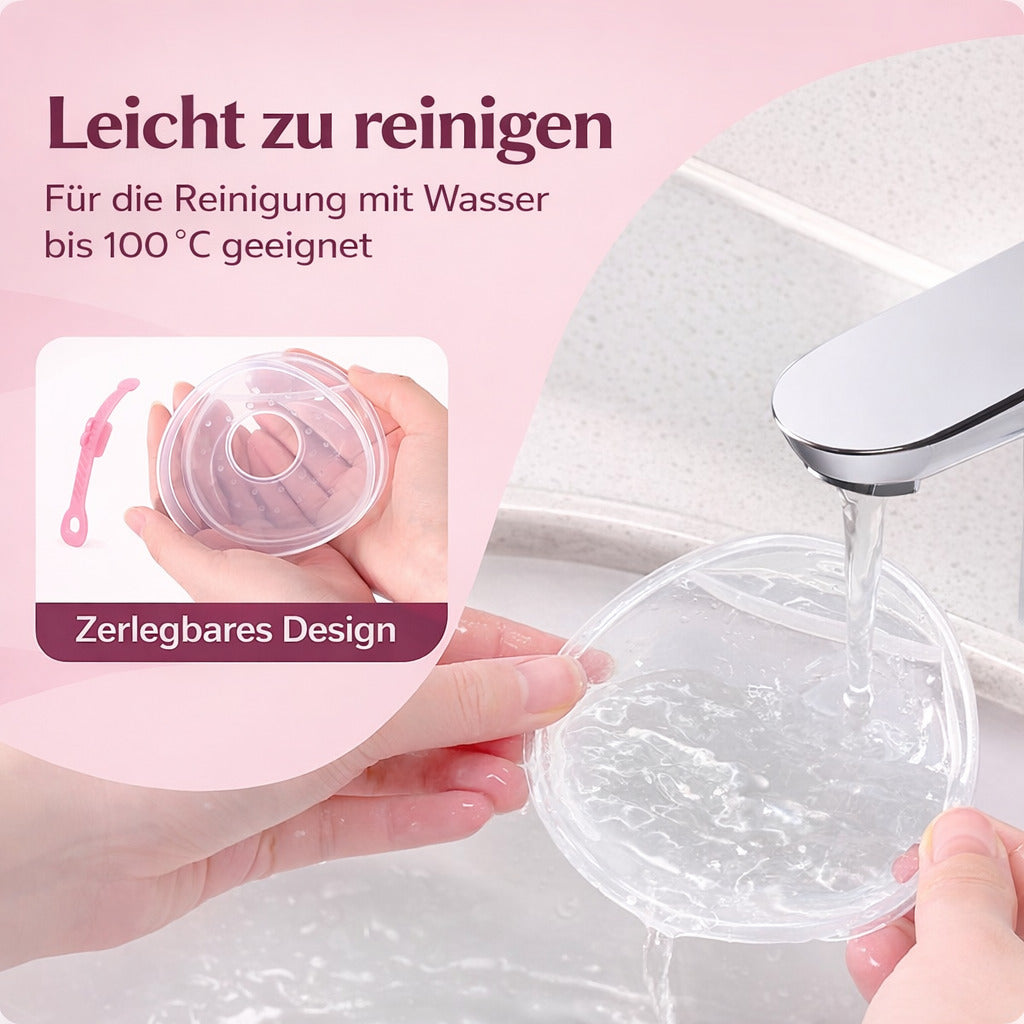 Milchsammler Silikon 2er Set mit Deckel Wiederverwendbare Muttermilch Auffangschalen BPA frei, diskret & auslaufsicher