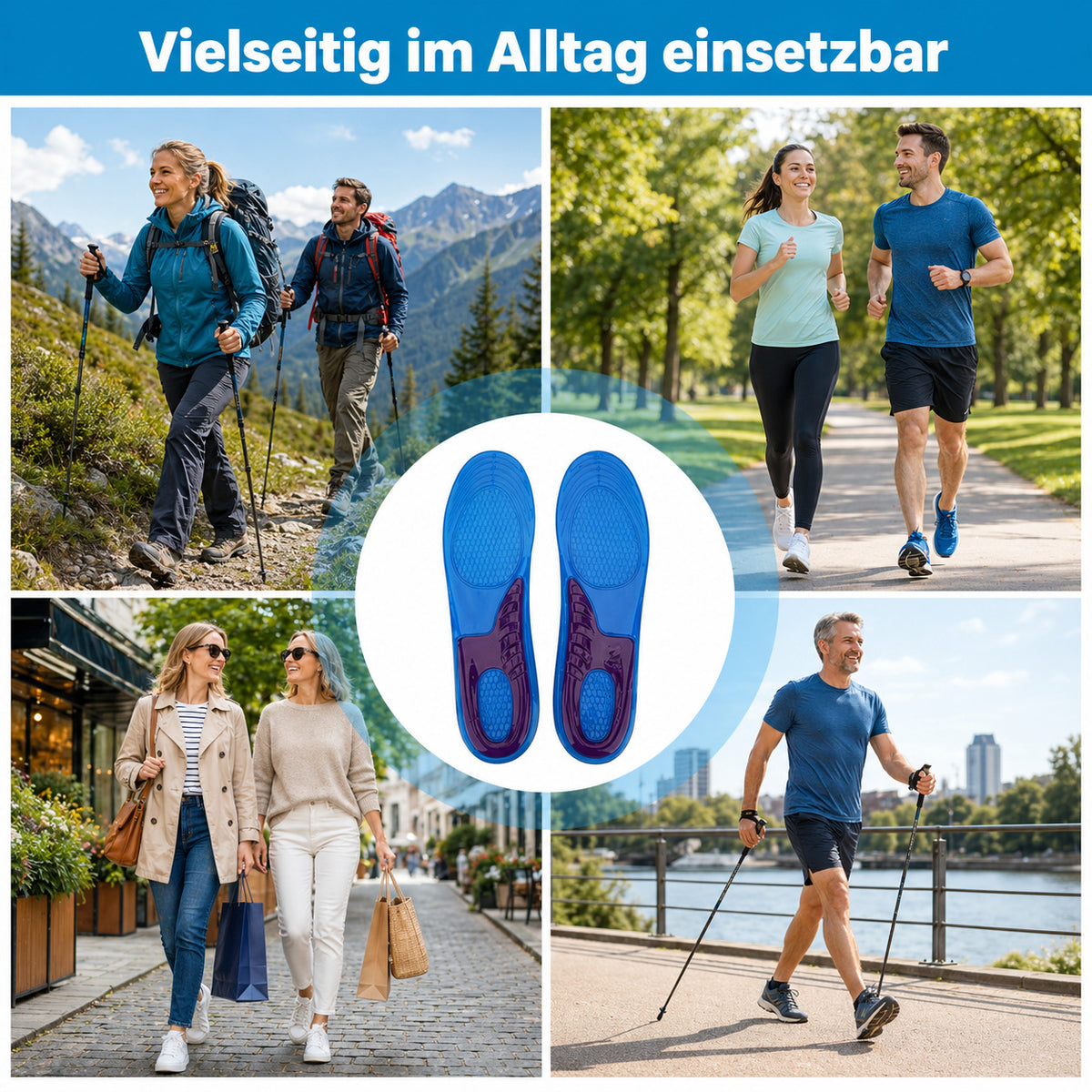 Gel Einlegesohlen,Orthopädisch, stoßdämpfend & weich für Ferse und müde Füße,unisex & waschbar