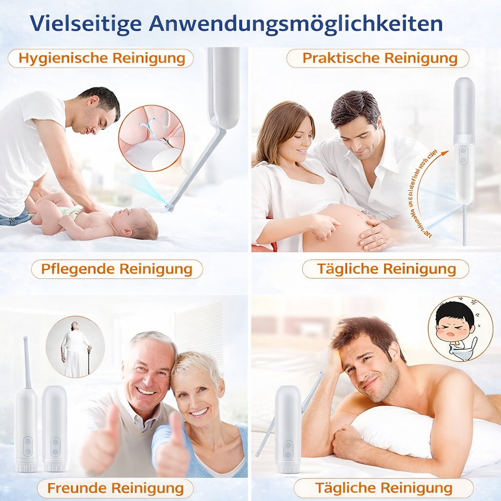 Cool-i® Elektrisches Reise-Bidet, wiederaufladbarer Hand-Bidet-Duschkopf mit 3 Sprühmodi, IPX7 wasserdicht, USB-C, tragbarer Intim-Reiniger