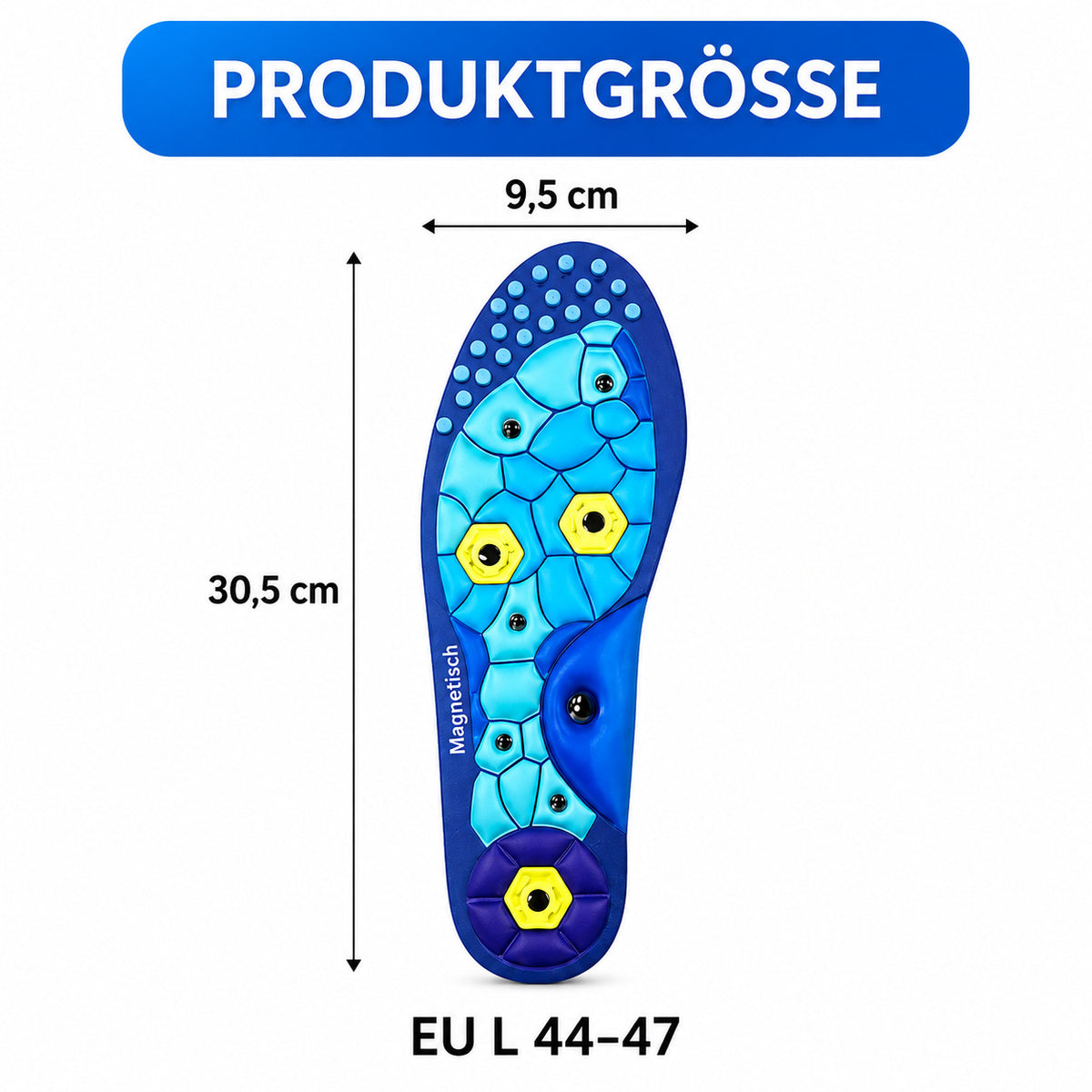 Magnetische Massage Einlegesohlen mit Akupressurpunkten, zuschneidbar, stoßdämpfend, atmungsaktiv für Alltag & Sport