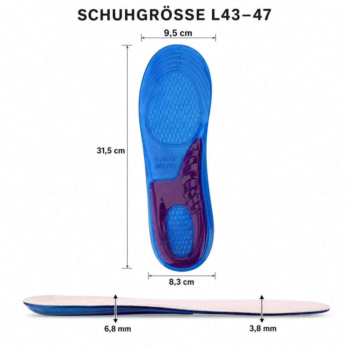 Gel Einlegesohlen,Orthopädisch, stoßdämpfend & weich für Ferse und müde Füße,unisex & waschbar