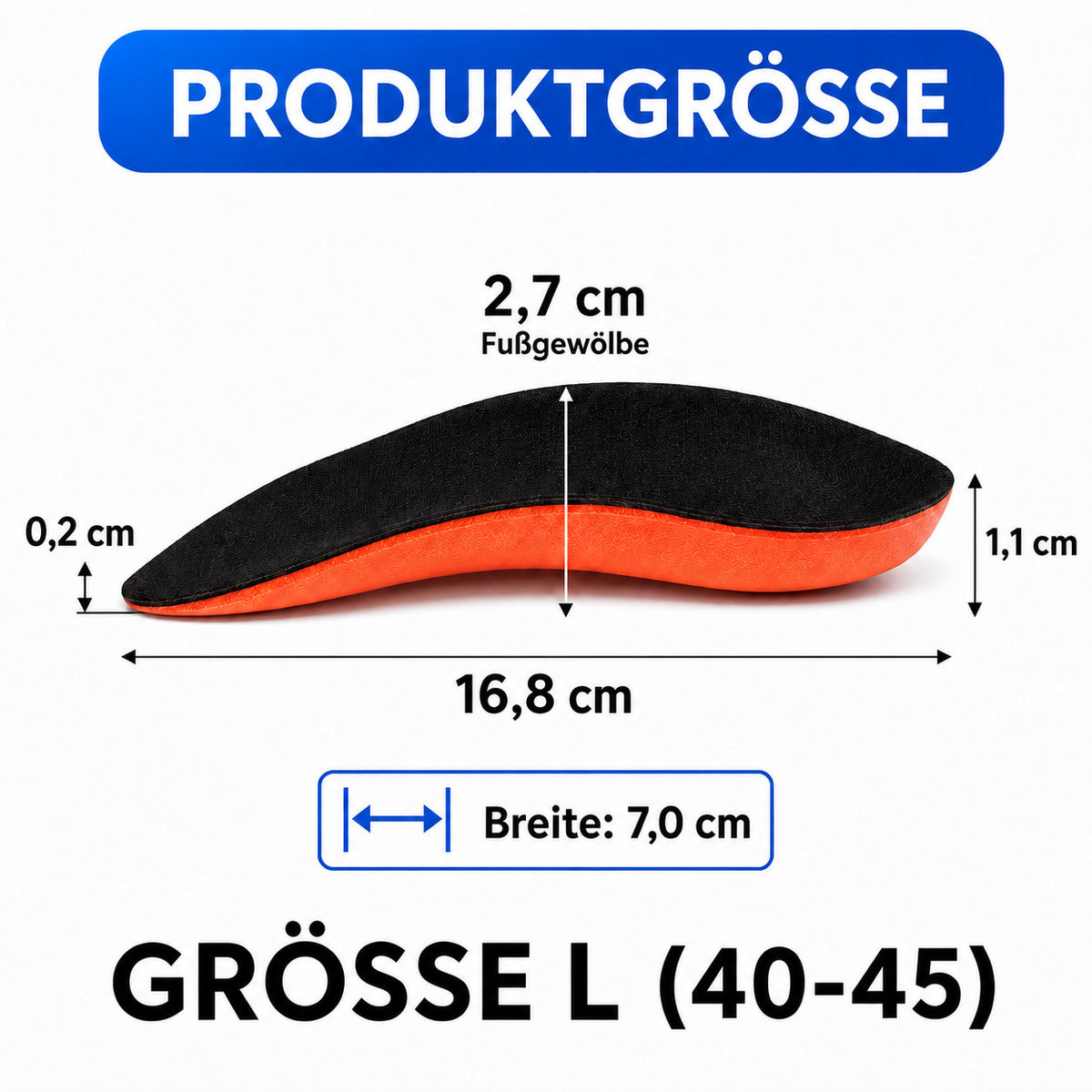 COOL-i Fußgewölbe Halbsohlen 1 Paar, 2,3 cm Arch Support Einlagen, stoßdämpfende Fußbogenstütze