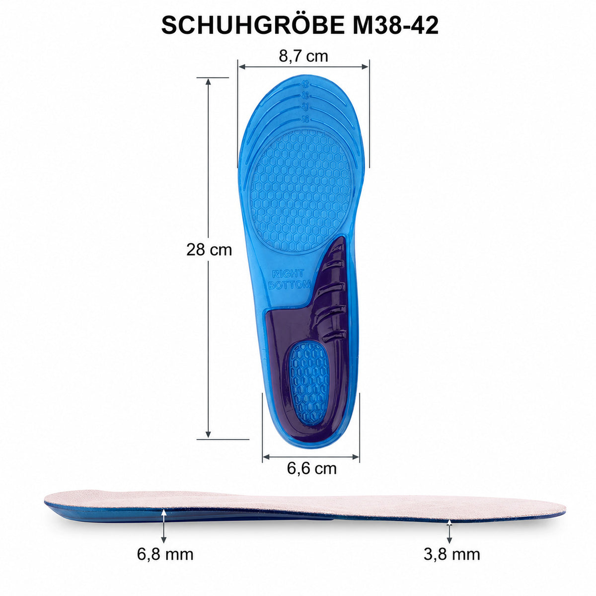 Gel Einlegesohlen,Orthopädisch, stoßdämpfend & weich für Ferse und müde Füße,unisex & waschbar
