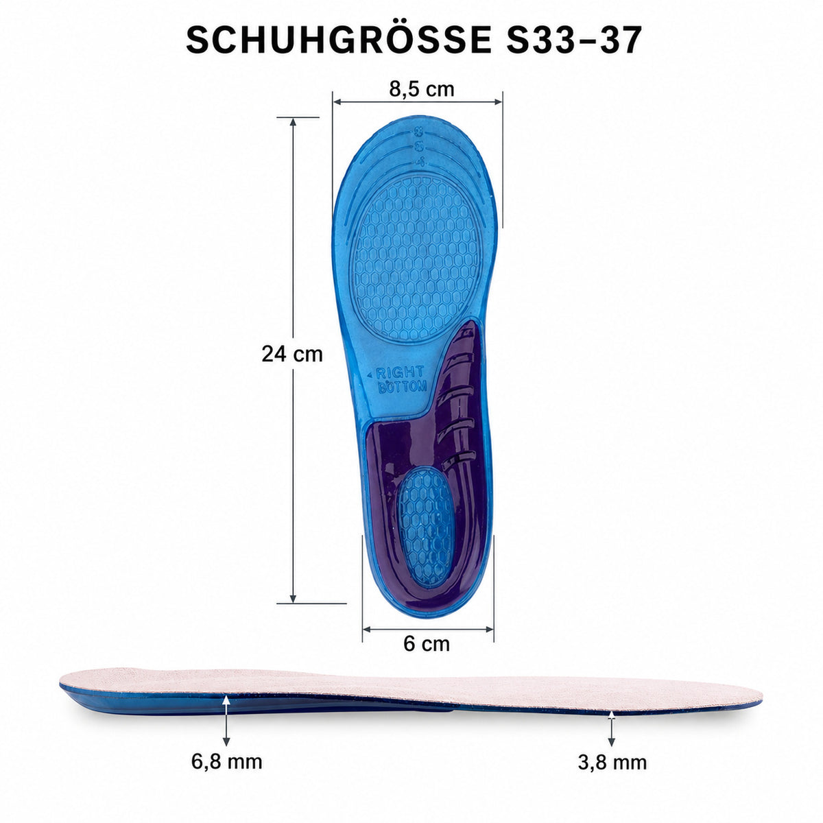 Gel Einlegesohlen,Orthopädisch, stoßdämpfend & weich für Ferse und müde Füße,unisex & waschbar