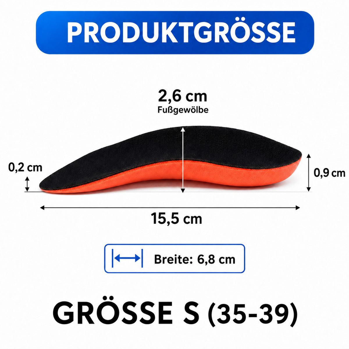 COOL-i Fußgewölbe Halbsohlen 1 Paar, 2,3 cm Arch Support Einlagen, stoßdämpfende Fußbogenstütze
