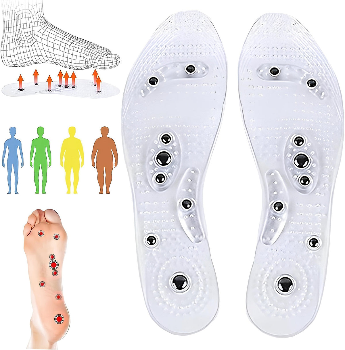 Magnetische Akupressur-Einlegesohlen – Fußreflexzonen-Massage für Alltag und Freizeit