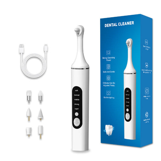 Cool-i® Zahnpolierer Set mit LED & 5 Modi& 6 Köpfen, – Für kosmetische Zahnpflege, sanftes Aufhellen & frischen Atem
