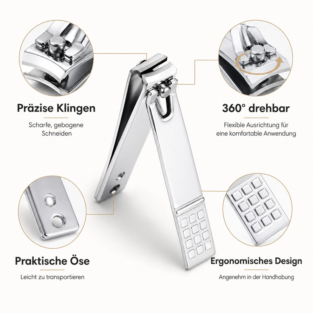 18 teiliges Maniküre Set aus Edelstahl mit PU Etui, Nagelpflege Set für Hände, Füße & Gesicht, Reiseetui