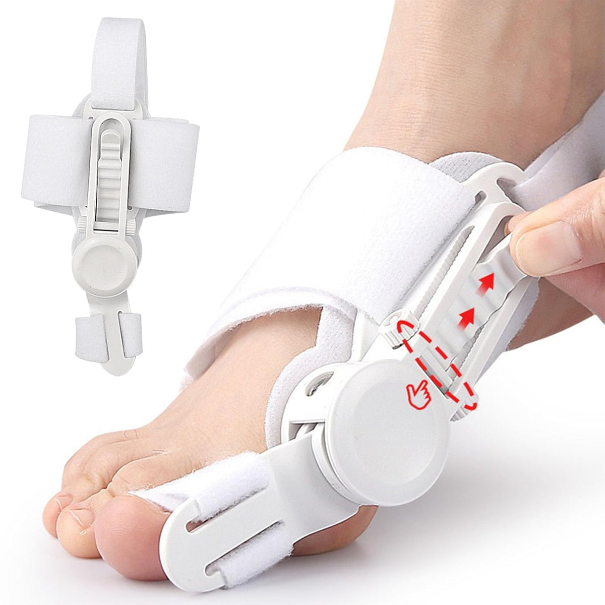Hallux valgus Korrektor mit Drehverstellung, links/rechts tragbar, individuell einstellbar, für Alltag & Entspannung