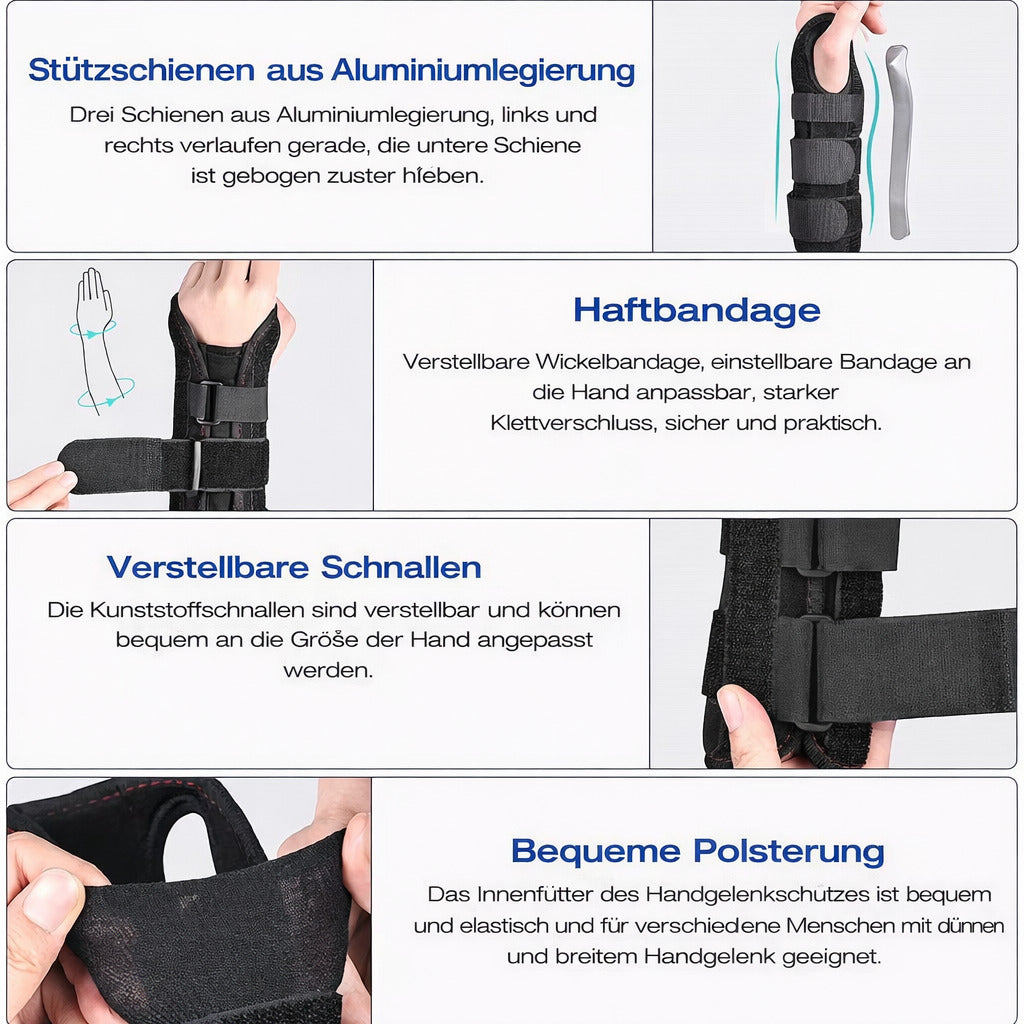 Handgelenkbandage mit Aluminiumschiene – stützend, atmungsaktiv & beidseitig tragbar