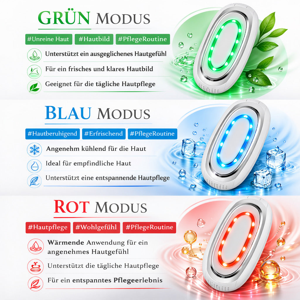 COOL-i® 3-in-1 Koreanisches Schönheitsgerät – Kalt-Warm-EMS mit LED-Lichttherapie für Zuhause