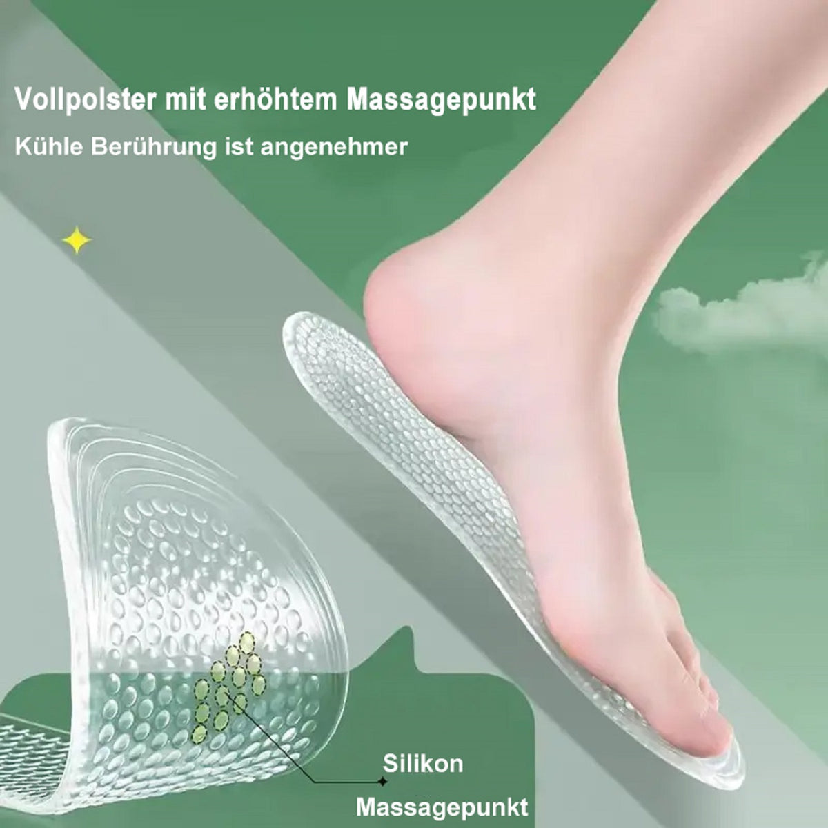 Silikon Massage Einlegesohlen, atmungsaktiv, bequem & rutschfest, für Sport & Freizeitschuhe