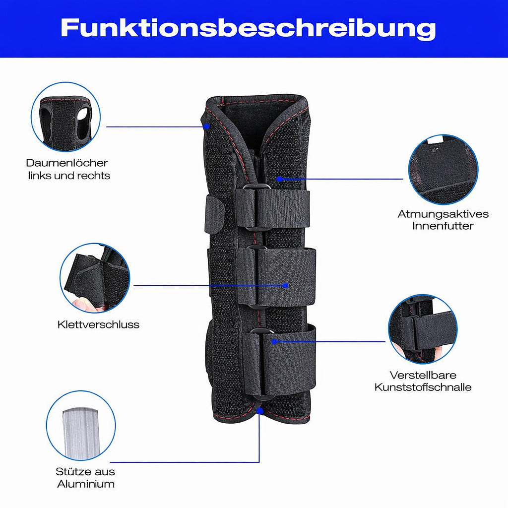 Handgelenkbandage mit Aluminiumschiene – stützend, atmungsaktiv & beidseitig tragbar