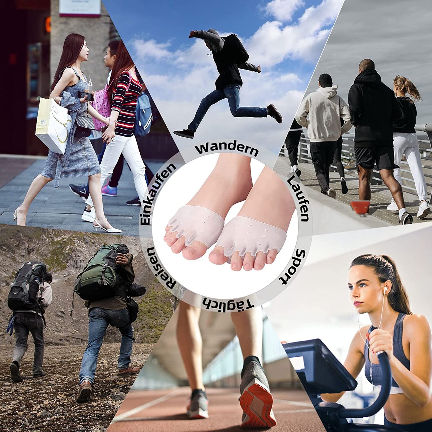 Vorfußpolster aus Silikon, weich & rutschfest, Ballenschutz für Damen & Herren, 4 Stück