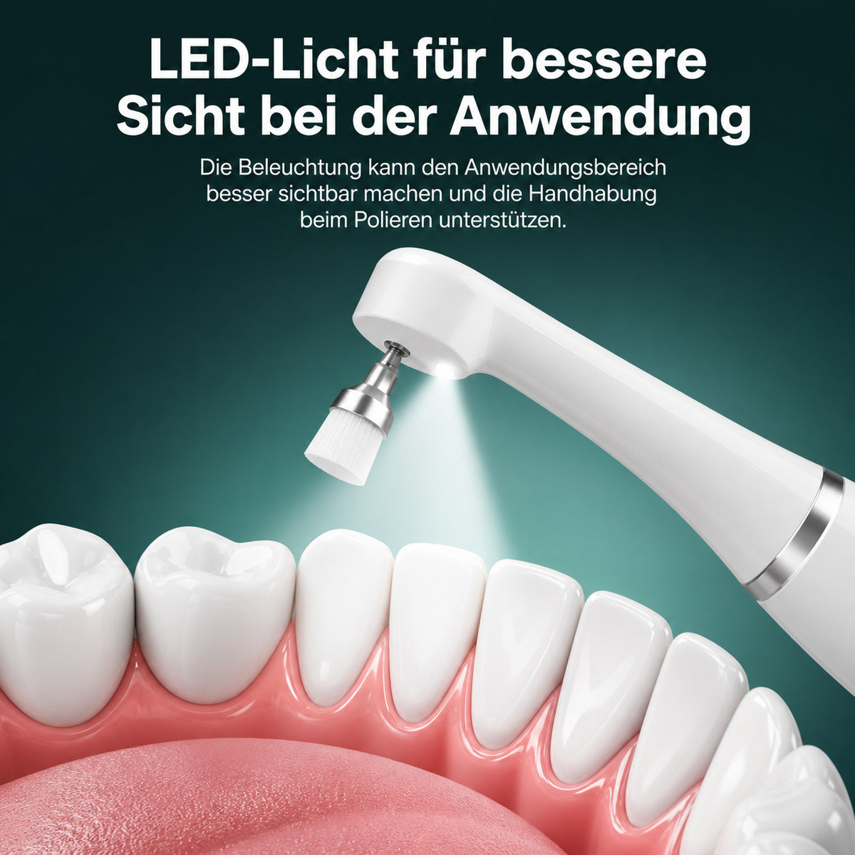 Cool-i® Zahnpolierer Set mit LED & 5 Modi& 6 Köpfen, – Für kosmetische Zahnpflege, sanftes Aufhellen & frischen Atem