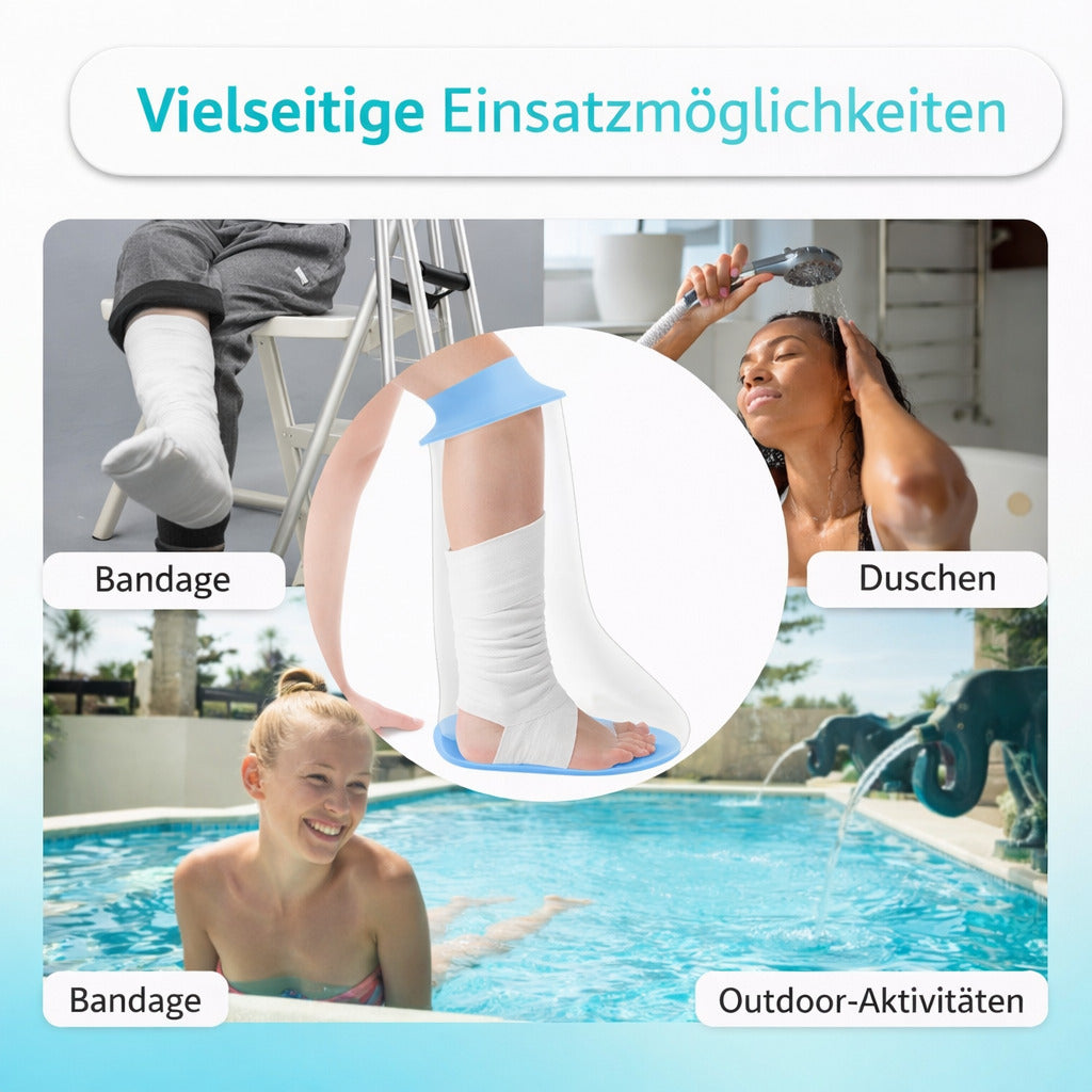 Wasserdichte Bein Duschschutzhülle, TPU Schutzüberzug mit Silikonring & rutschfester Sohle